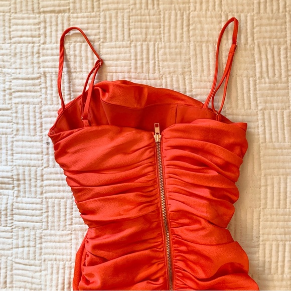 Nookie Elegant Orange Ruched Dress Size Small - Picture 9 of 10